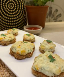 Corn Potato Cheese Toast | Cheesy Corn Toast | Open Corn Potato Toast | Kids’ Corn Cheese Toast — recipe by Renu Dalal