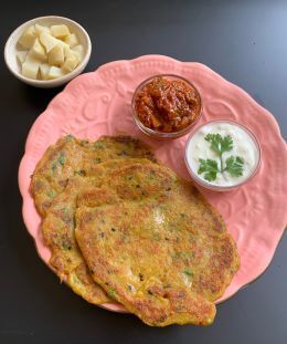 Liquid Aloo Paratha | Spicy Potato Soup Paratha | Potato Broth with Paratha | Desi Aloo Curry Dip — recipe by Renu Dalal