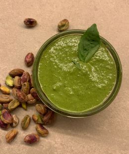 Pistachio Pesto Sauce | Nutty Pesto Dip | Homemade Pistachio Sauce | Green Pesto with a Twist — recipe by Renu Dalal