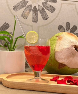Coconut Rose Refresher | Rose Coconut Cooler | Coconut Water Rose Drink | Refreshing Coconut Rose Beverage — recipe by Renu Dalal