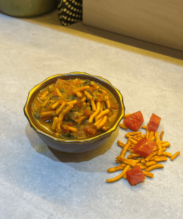 Sev Tamatar Sabzi | Gujarati Sev Tameta Nu Shaak | Tomato Sev Curry | Traditional Gujarati Sabzi — recipe by Renu Dalal