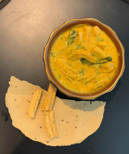 Dahi Gathiya Papad Sabzi | Gujarati Dahi Papad Curry | Gathiya Papad Kadhi Style | Traditional — recipe by Renu Dalal