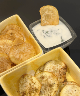 Sweet Potato Chips | Crispy Shakarkandi Chips | Baked Sweet Potato Chips | Healthy Sweet Potato Snack — recipe by Renu Dalal