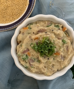 Foxtail Millet Upma | Wholesome Indian Breakfast | Low-Glycemic Millet Dish | South Indian Inspired Millet Recipe | Fibre-Rich Tiffin Idea | Vegan Savoury Upma | Gluten-Free Indian Food — recipe by Renu Dalal
